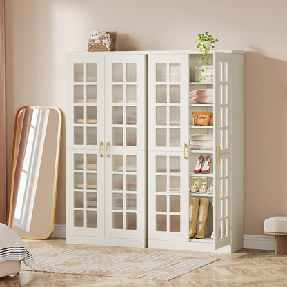 Tribesigns Tall Shoe Cabinet with Doors, 8-Tier Shoe Storage with Adjustable Shelves, Modern Shoe Organizer Shoe Rack Cabinet for Entryway, Hallway, Closet, Living Room, White