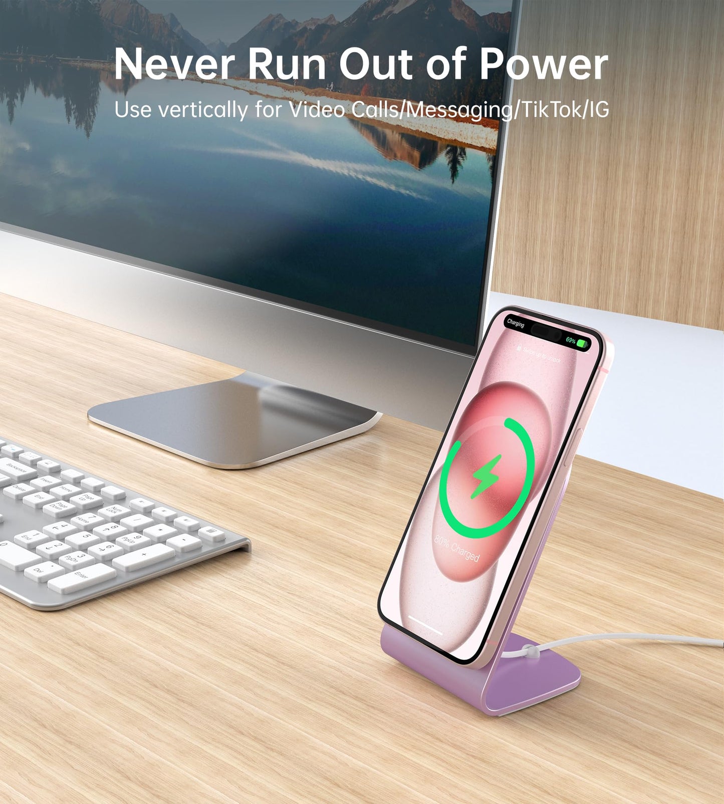 Magnetic Wireless Charger for iPhone 17/16/15/14/13/12 - Mag Charger+20W USB C Adapter, Fast Wireless Charging Stand/Pad with 5ft USB-C Cable for iPhone 17/16/15/14/13/12 Pro Max Plus Mini Air, Airpod