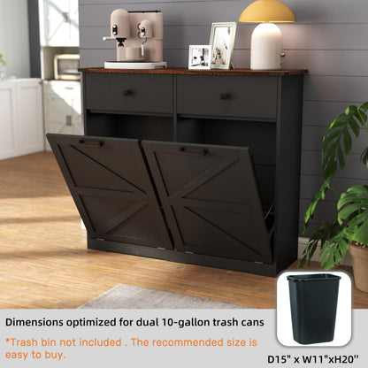 HUYYA Modern Sideboard Cabinet Buffet Storage Console Credenza for Dining Room, Free Standing Tilt Out Trash, Laundry Sorter Cabinet with Sturdy Construction and Easy Clean Surf