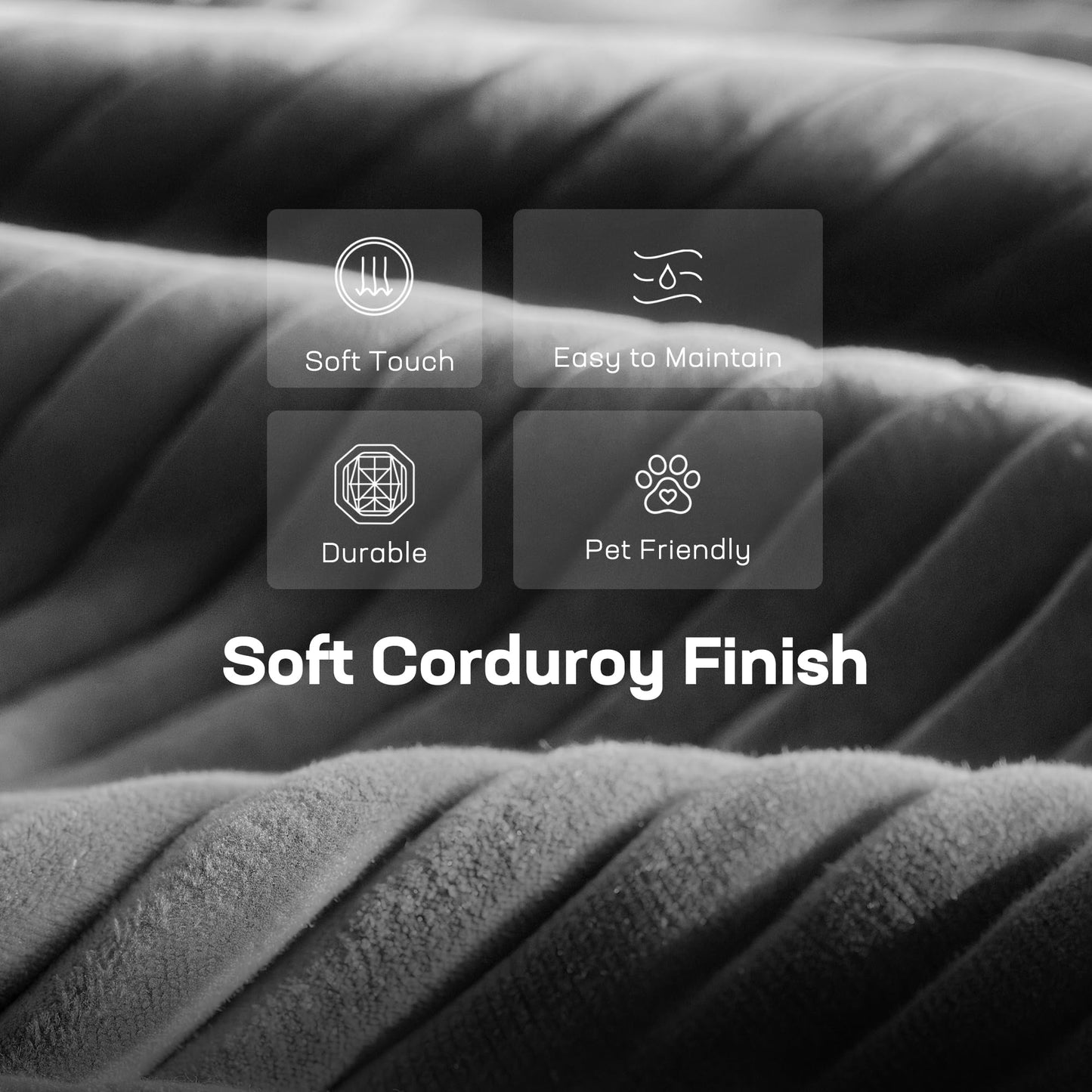 Marsail Modular Sectional Sofa, 80" L-Shaped Modular Sectional Couch with Deep Seat, Freely Combinable Sectional Cloud Sofa for Living Room, No Assembly, Plush Corduroy Fabric, Grey