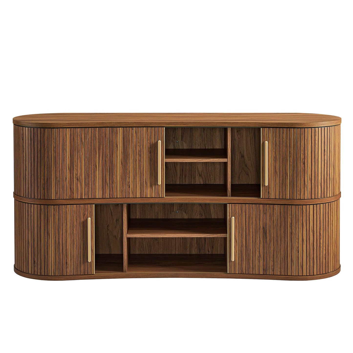 Radcliffe 63" Inch Curved Fluted Sideboard Buffet Cabinet in Walnu