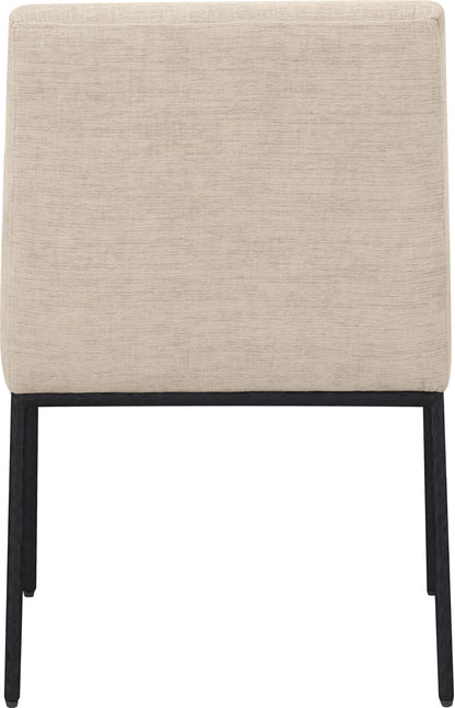 Meridian Furniture 11001Beige-C Reeves Collection Modern | Contemporary Dining Chair with Soft Beige Chenille Fabric, Matte Black Forged Iron Legs & Frame, 24" W x 24.5" D x 34" H, Beige, Set of 2