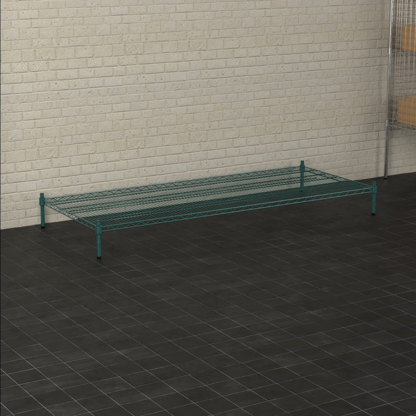 Krollen Industrial 30" x 72" NSF Green Wire Stationary Dunnage Storage Rack with 8" Posts Ideal for Commercial Kitchen Home Garage Warehouse Shelters