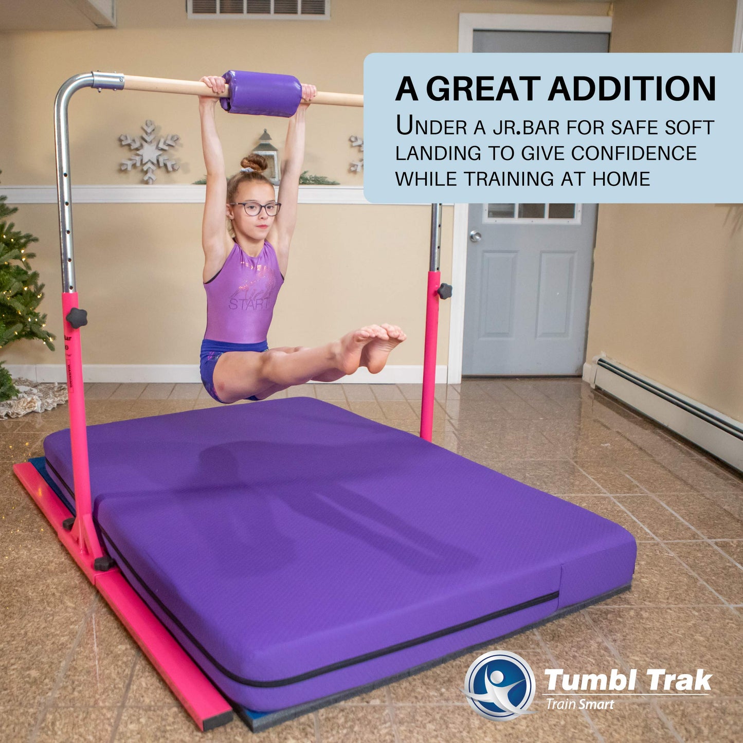 Tumbl Trak Home Practice Mat, 4 ft x 6 ft x 6 in, Soft Pillow Mat, Thick Gymnastics Landing Mat for Home(Purple)