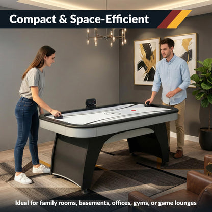 Hathaway Silverstreak 6 Ft Air Hockey Table for Home Game Room - With LED Scoring, High-Output Blower, Scratch-Resistant Surface, Strikers & Pucks - Black Finish