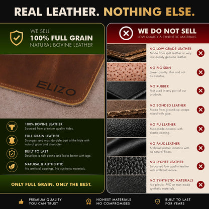 ELIZO Leather Desk Pad Real Leather Desk Mat Thick (3mm) Double Layer (32x16) Cover Blotter Desk Protector Large Computer Mat for Keyboard Mouse Pad Table Laptop Mat Office Accessories - Antique