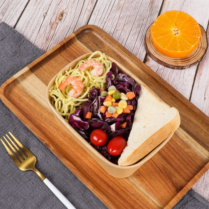 JAYEEY 25 oz Disposable Kraft paper bowls with lids, Rectangle Food containers Soup Bowls Party Supplies Treat Bowls 50 Pack