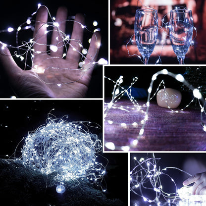 Solar String Lights Outdoor, Upgraded 2-Pack 80FT 200 LED Solar Twinkle Light for Outside, Waterproof Silver Wire 8 Modes Solar Fairy Lights for Garden Patio Tree Christmas Party Wedding (Cool White)