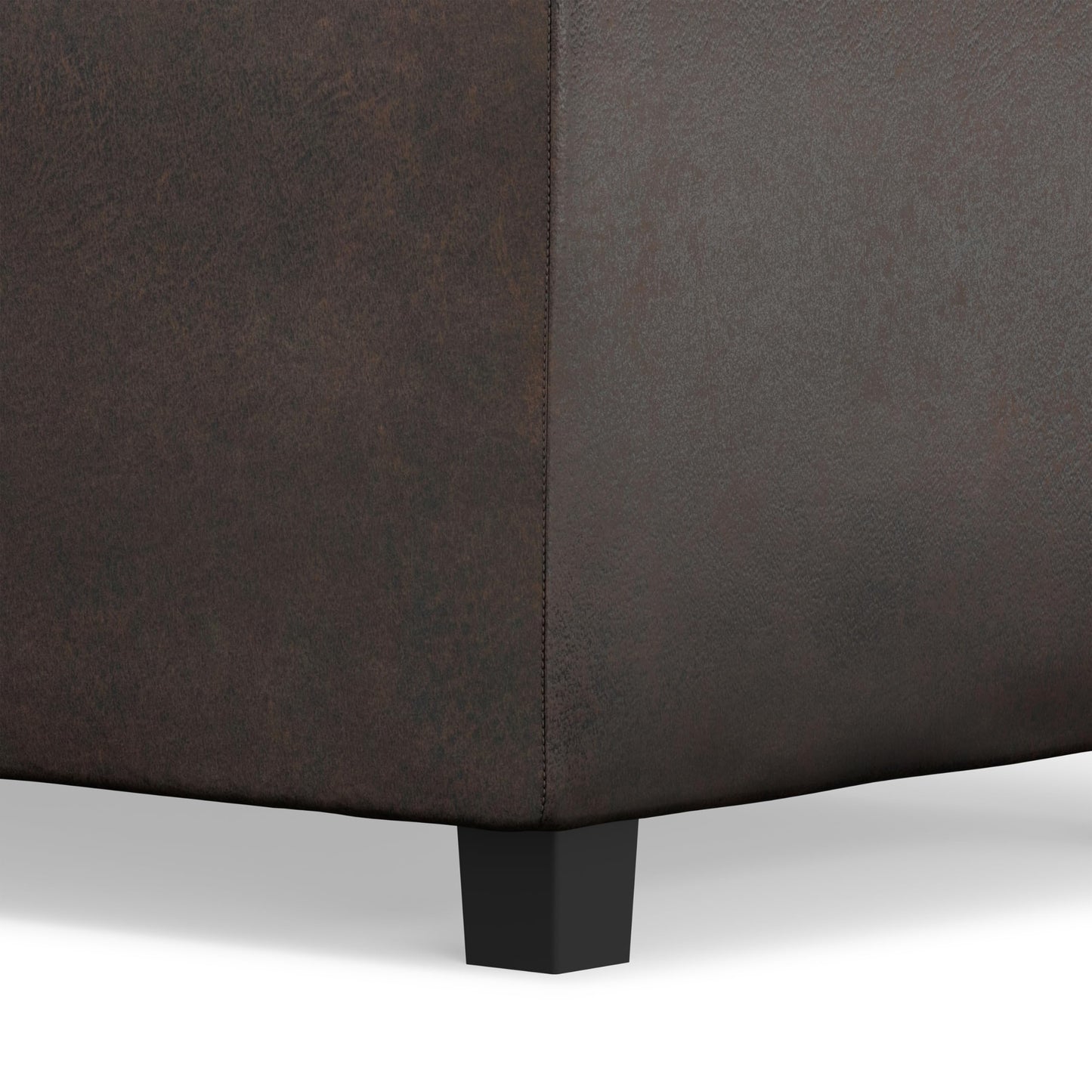 SIMPLIHOME Avalon Storage Ottoman - 42 inch Wide Upholstered Vegan Leather Rectangular Flip-Top Ottoman in Distressed Brown, Contemporary Coffee Table Ottoman for Living Room with Hidden Storage