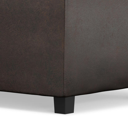 SIMPLIHOME Avalon Storage Ottoman - 42 inch Wide Upholstered Vegan Leather Rectangular Flip-Top Ottoman in Distressed Brown, Contemporary Coffee Table Ottoman for Living Room with Hidden Storage