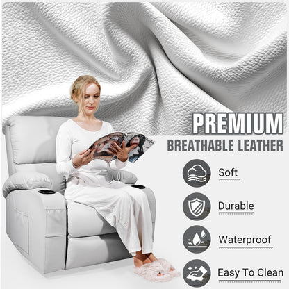 LAFWELL Rocking Recliner Chair, Massage Rocker Recliner Chair with Vibration Massage and Heat, 360° Swivel Recliner Chairs, Living Room, Bedroom, Nursery, RV, Grey