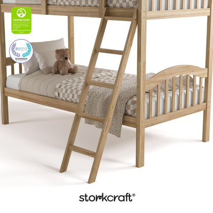 Storkcraft Long Horn Twin-Over-Twin Bunk Bed (Natural) - GREENGUARD Gold Certified, Converts to 2 Individual Twin beds