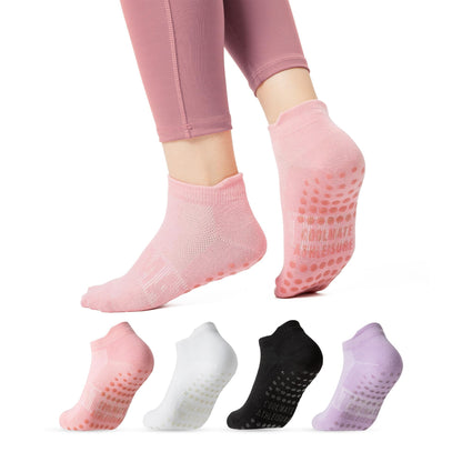 CoolMate Pilates Socks with Grips for Women, Yoga Socks, Crew Non Slip Women for Workout, Barre, Pilates Gifts