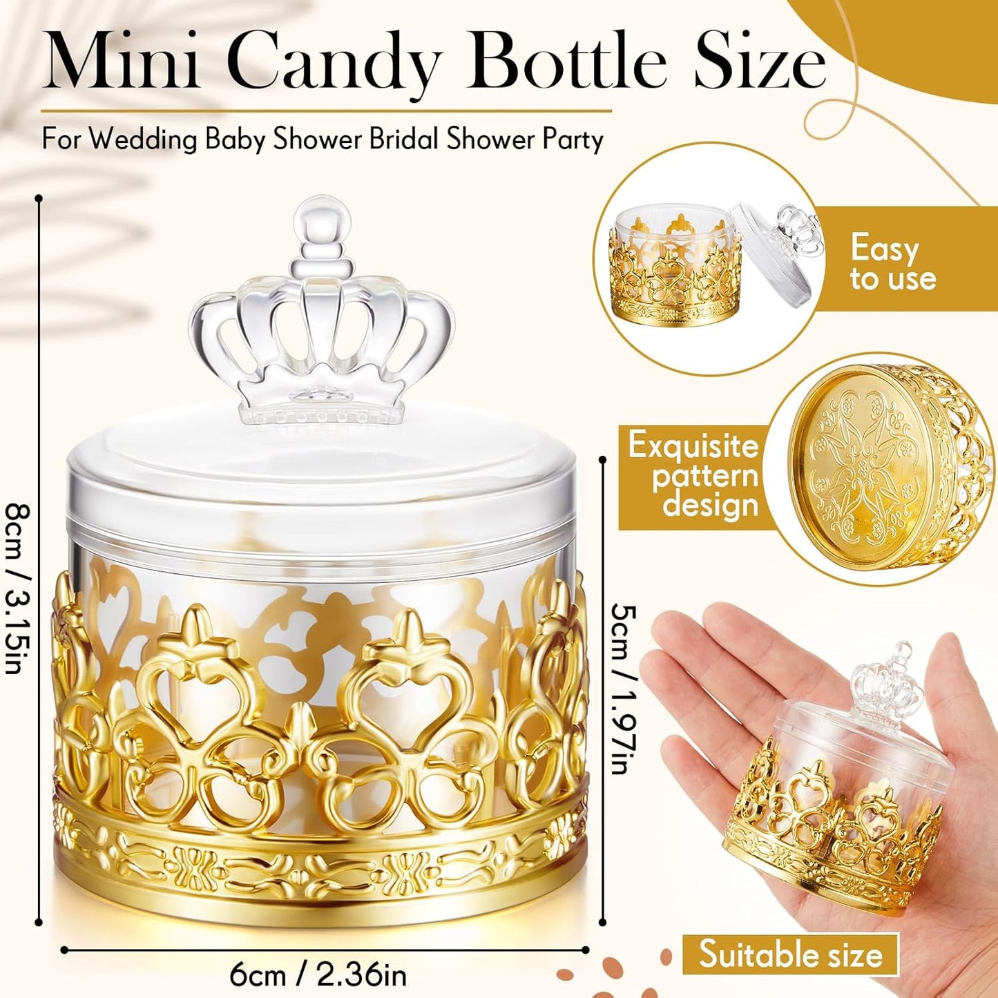18 Cunhill Pcs Mini Candy Bottles Mini Plastic Jars with Lids Small Champagne Bottles Storage Candy Favor Containers