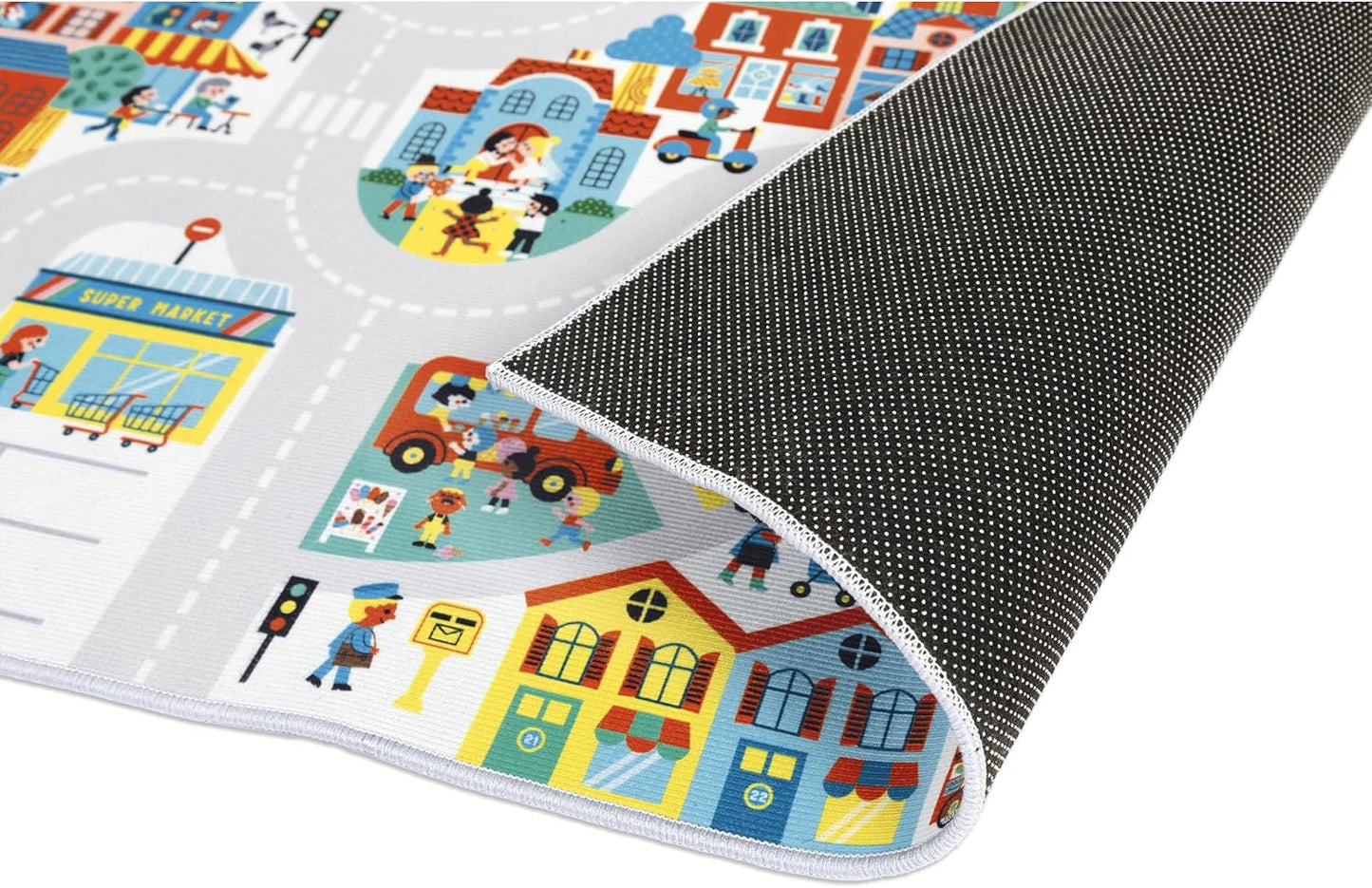 120 78cm 2 J05910 Janod - Children's Car Rug - City Theme - Soft & Non-Slip - Urban Pattern - Play Rug for Girls