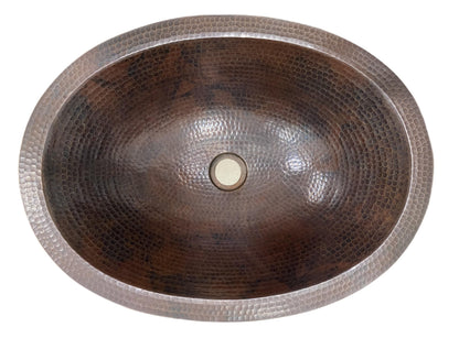 SimplyCopper 19" Oval Rustic COMBO Copper Bath Sink with Daisy Drain & 2-Handled Faucet in ORB