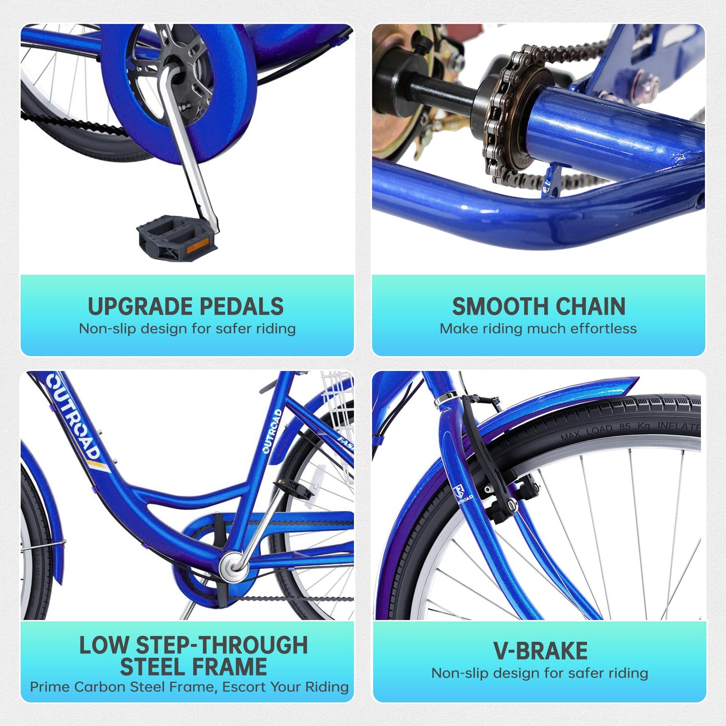 MarKnig Single Speed Adult Tricycle, 3 Wheel Bikes with Large Basket, Cruiser Bike for Women/Men/Seniors, Adult Trike for Outdoor/Shopping/Recreation/Picnic(26Inch Blue)