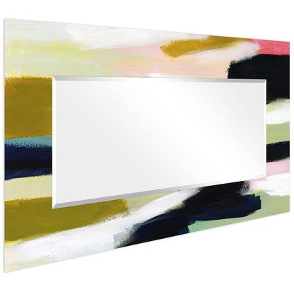Empire Art Direct Rectangular Beveled Wall Mirror on Multicolor Abstract Printed Temped Glass, Vanity, Bathroom Mirror, Ready to Hang