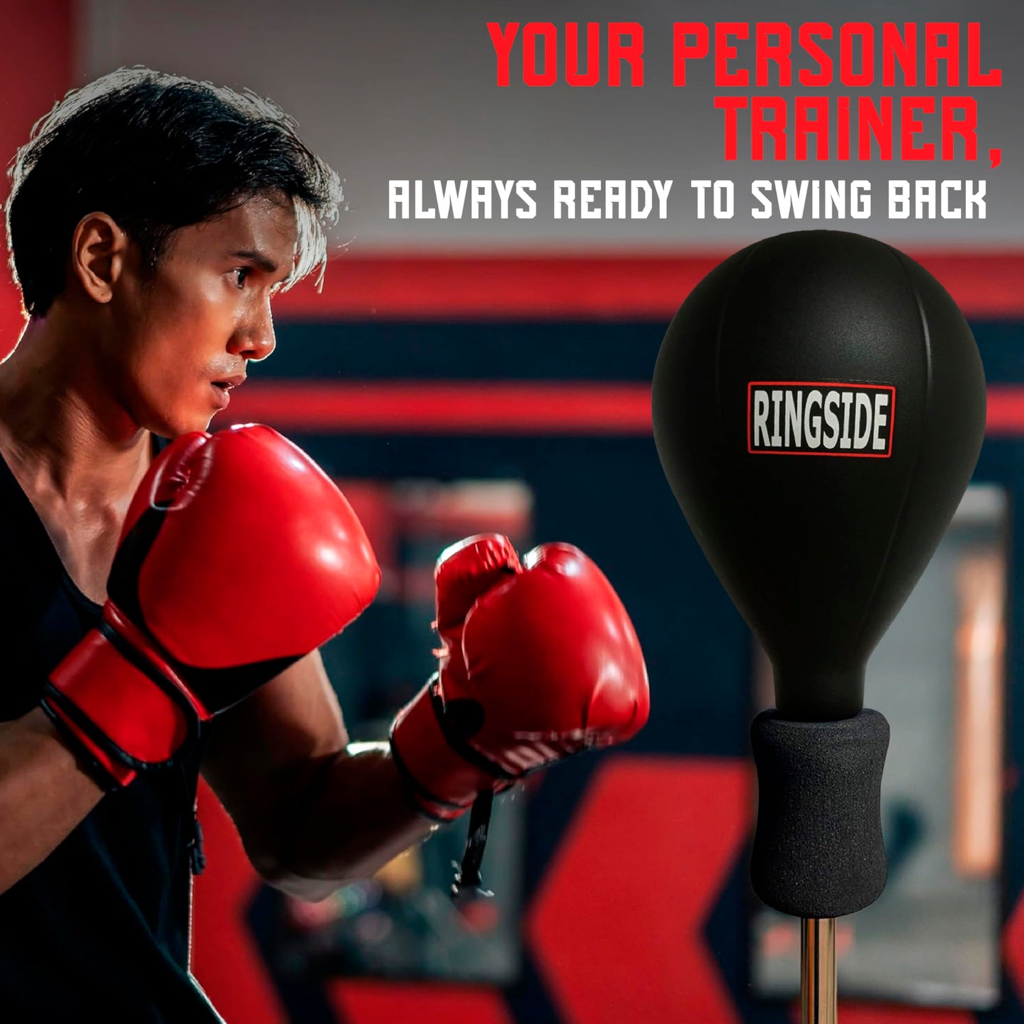 Ringside Cobra Reflex Boxing Punching Bag (New Version), Freestanding Foam-Filled Punching Bag Stand with Rapid-Rebound Spring, Ideal for Boxing, MMA, Muay Thai, and More, Adjustable Height, 60"–84"
