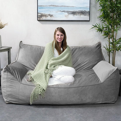Foamma Bean Bag Sofa Chair, Gray - Bean Bag Chair with Armrests, Bean Bag Couch with High-Density Foam, Reading Chair, Lounge Chair for Bedroom, Large Bean Bag Chairs for Adults - 40" x 60" x 32"