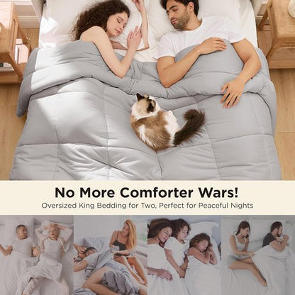 Bedsure Comforter Duvet Insert - Quilted Cal King Size, All-Season Down Alternative Bedding, Light Grey | 130x120 Inches