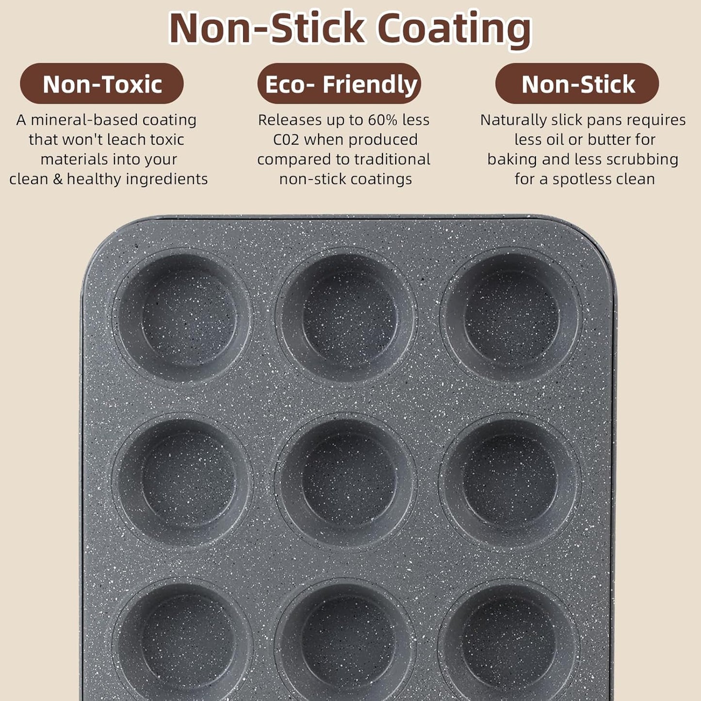 Professional Grade Nonstick Baking Pans Set by [Brand Name] - 11-Piece Carbon Steel Bakeware, Dishwasher Safe, Oven Safe to 450°F | Steel Gray
