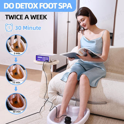 Ionic Detox Foot Bath Machine, Feet Detox Machine Ionic Detox Foot SPA System with LED Display, Professional Tub Basin,Far Infrared Belt and Wrist Strap，Spa at Home Detox