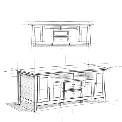 SIMPLIHOME Warm Shaker TV Stand - 72 inch Wide Solid Wood Media Console in Mocha Brown, Transitional Entertainment Center for Living Room for TVs up to 80 Inches with Cabinets and Cable Management
