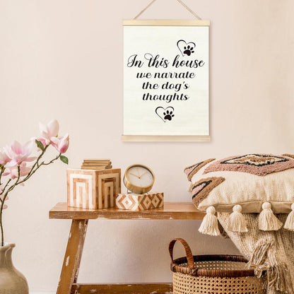 TAEDIN Dog Wall Art Poster Frame, 12X16 Dog Signs Print, In This House We Narrate the Dog's Thoughts