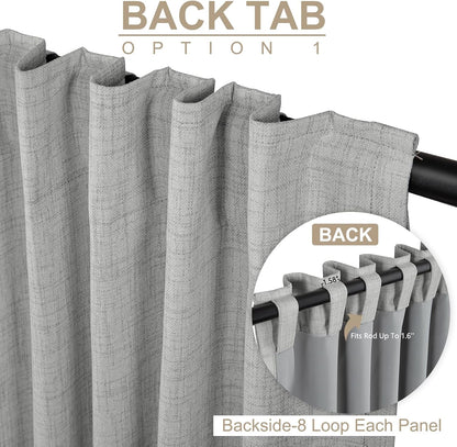 Skiennix 100% Blackout Linen Curtains - Thermal Insulated Drapes for Bedroom | 50" W x 90" L, Ash Grey
