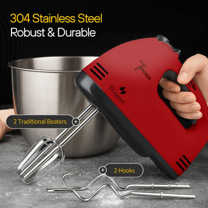 TechnoLegend Hand Mixer Electric Handheld – 7 Speed Ultra Power Electric Mixer Handheld (Red)