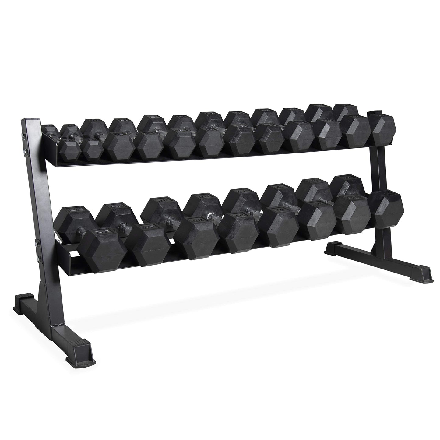 CAP 550 LB Dumbbell Set with 2-Tier Rack, Rubber Hex Weights Dumbbells Set, Home Gym Weight Set for Strength Training, Comfort Grip, Black Rack
