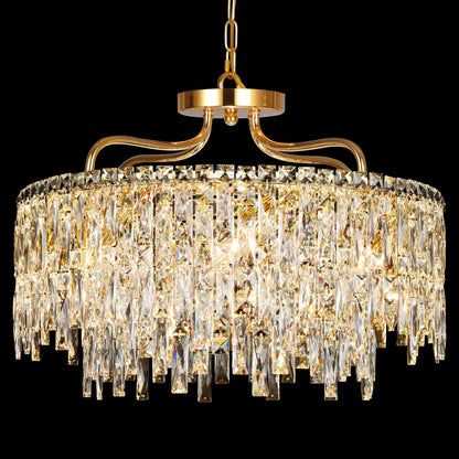 NISIDUN Gold Crystal Chandeliers for Dining Room Light Fixture, 24" Modern Round Chandeliers，8 Lights Luxury Ceiling Pendant Ceiling Lighting for Dining Room Bedroom Entryway Foyer Staircase
