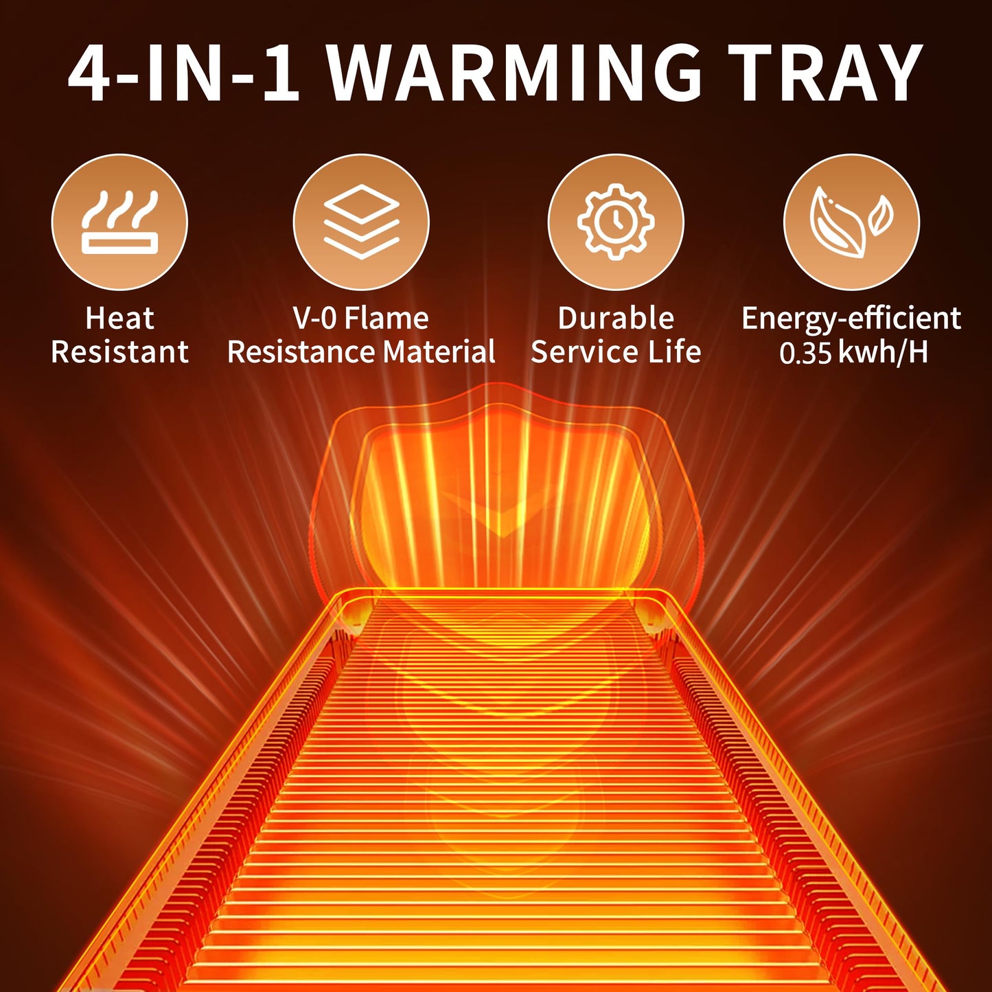 Electric Warming Tray (Extra Long 47.24”x11.81”)，Food Warmers for Parties Buffet & Gathering, Tempered Glass Warming Mat for Food with Adjustable Temperature Modes, White Chafing Dishes