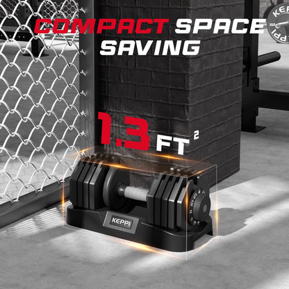 Keppi Adjustable Dumbbells Set-60lb Pair, Anti-Slip Metal Fast Adjust Weight Handle, Exercise & Fitness for Full Body Workout -DBA60(Pair)
