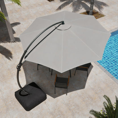 LAUSAINT HOME Outdoor Patio Umbrella with Base included, 12 FT Deluxe Curvy Cantilever Umbrella Heavy Duty Offset Hanging Umbrella with 360° Rotation for Market, Pool, Garden, Backyard, Deck (Grey)