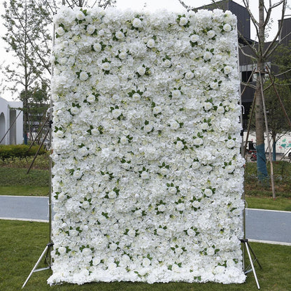 JIIPOREGJ Handmade White Hydrangea Rose Wall Large Artificial Flower Wall Backdrop Panels,Rose Wedding Backdrop 3D Floral Wall Fabric Flower Wall for Party Baby Shower,One Color,1m*1m/3.28 * 3.28FT