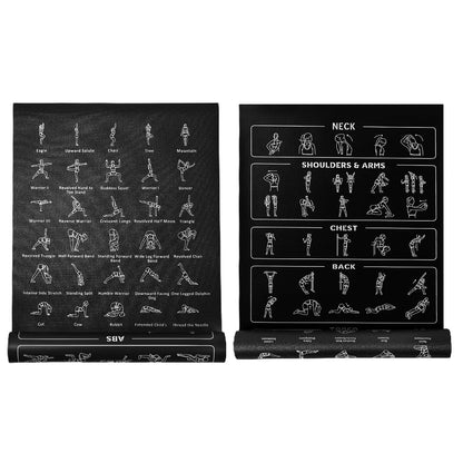 Instructional Travel Yoga Mat with 75 Poses & Exercises - Non-slip Exercise Mat for Home Workout, Includes Carrying Bag - Perfect for Beginners, 68"x24"x0.25"