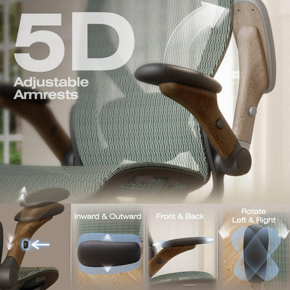 ELABEST X100 Ergonomic Mesh Office Chair with Footrest, Big and Tall Hone Desk Chair with 5D Flip-Up Arms, Adjustable 3D Lumbar Support,Gaming & Executive Computer Chairs