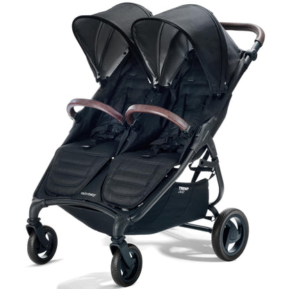 Valco Baby - Trend Duo Double - Side by Side Double Stroller for Newborn and Toddler - Easy Compact Fold, Multi-Position Recline, Large Canopy Infant Twin Stroller 2025 (Night Black)