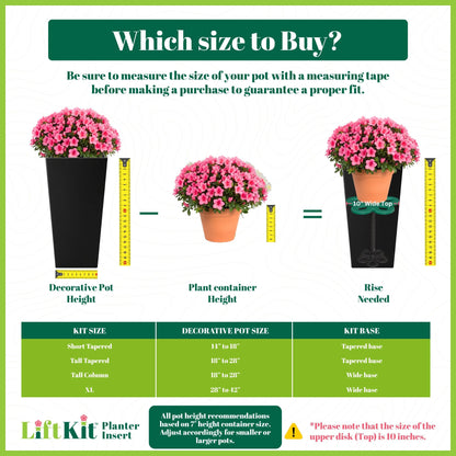 Lift Kit Planter Insert Tall Tapered Plant Riser Fill Bottom of Tall Flower Pots and Large Plant Containers | Indoor and Outdoor (11-17” Rise, 6" Base, 10" Top)