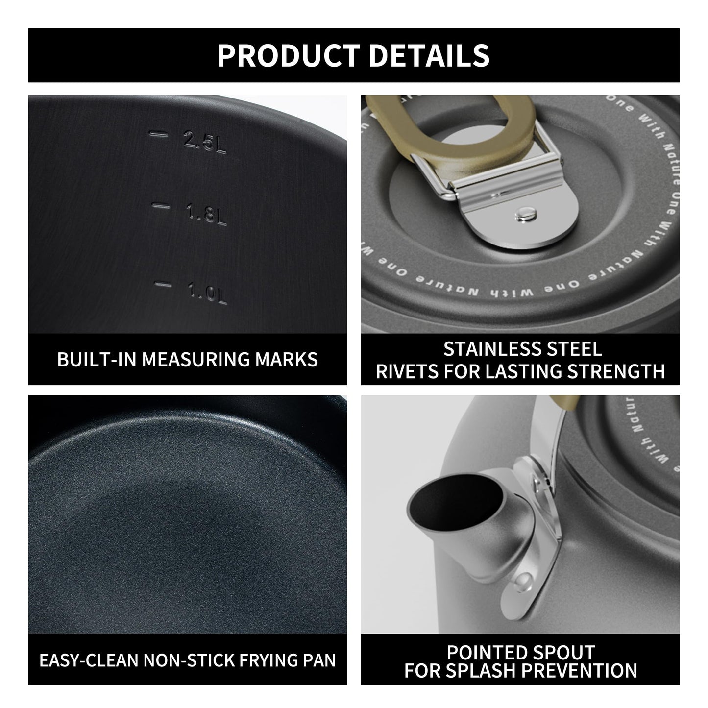 Alocs Camping Cookware, Portable Non-Stick Camping Pan Set with Enhanced Handle, Ideal for Outdoor Kitchen, Picnic, Hiking and Fishing