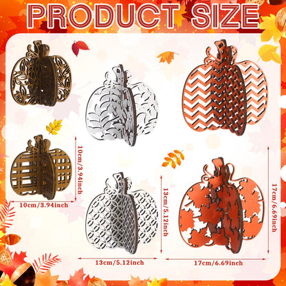 Soaoo 12 Pieces Thanksgiving Wooden Table Signs Pumpkin Wood Table Decoration Thanksgiving Tiered Tray Decoration Fall Centerpieces Harvest Block Sign Farmhouse Decorations for Home Party Indoor