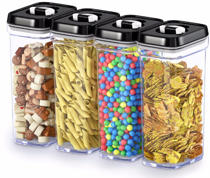 DWËLLZA KITCHEN Airtight Food Storage Containers with Lids – 4 Piece Set Air Tight Kitchen Storage Containers Clear Pantry Organization and Storage Set BPA-Free - Keeps your Food Fresh & Dry