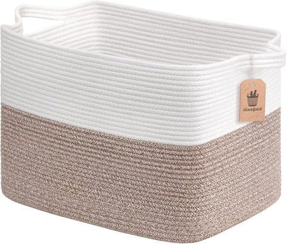 Goodpick Woven Storage Baskets - Large Rectangle Toy Organizer with Handles | 18 x 14 x 12 Inches