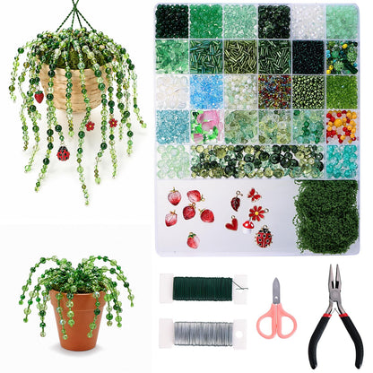 LUFEEMGA Beaded Plant Kit, 5488Pcs Forever Plant Kit with Green Glass Beads, Leaf Beads for Plant Making, Jewelry Making, DIY Craft, Perfect for Mother's Day, Christmas,Gifts ASIN B0GSQFKC1W