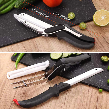 XGIZMOO Vegetable Scissors Slicer Cutter,Quick Release/Install Kitchen Shears Cutting Board Knife Combo for Veggie,Carrots,cucumbers,potatoes,Barbecue Dishwasher Safe (Black)