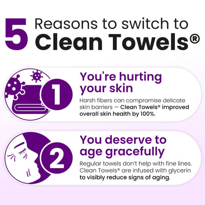 CLEAN SKIN CLUB Healthy Aging Clean Towels® XL, Smooths Fine Lines Wrinkles & Texture, Disposable Face Dry Wipes, XL - 1 Pack (50 count)