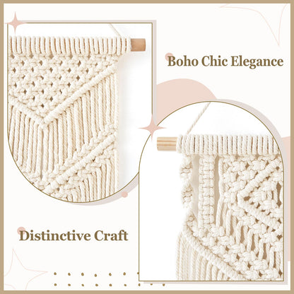 Dahey Small Macrame Wall Hanging 2 Pcs Woven Tapestry Wall Art Decor - Beautiful for Boho Home Bedroom Dorm College Classroom Decor, Apartment, Nursery, Party Decorations, 16.5" L x 10" W and 17.5"x 10"W