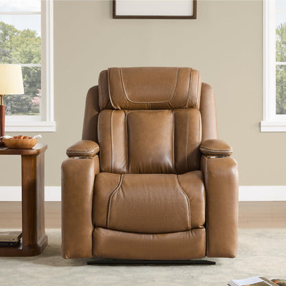 Watson & Whitely Genuine Leather Electric Recliner Chairs, Super Zero Gravity Recliner Triple-Motor W Adjustable Lumbar Headrest Support & Hidden Storage, Saddle Brown